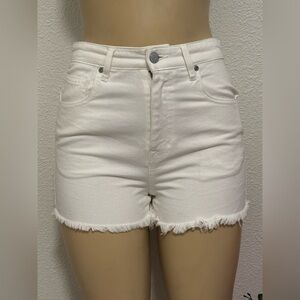 Harper White High Waist Denim Shorts
